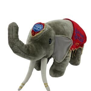 Vintage Barnum & Bailey Large Gray Circus Performing Elephant Plush Doll Stuffed